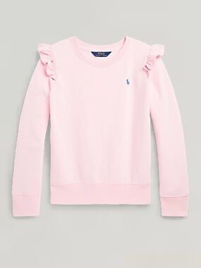 Polo by Ralph Lauren Light Pink Ruffle Shoulder Sweatshirt Girls Size Large